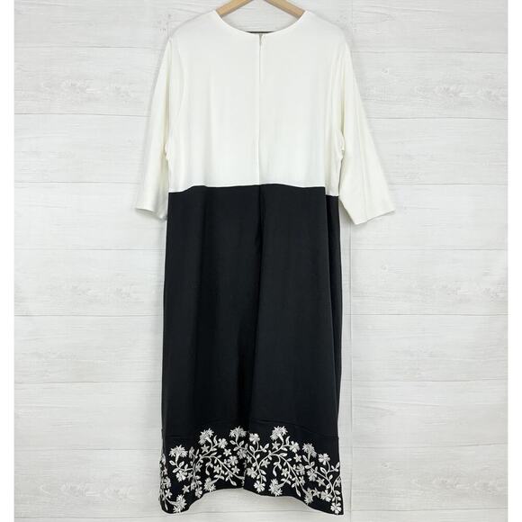 J.Jill x Christian Siriano Midi Dress 3X Embroidered Ponte Knit Preppy Feminine - Picture 6 of 16